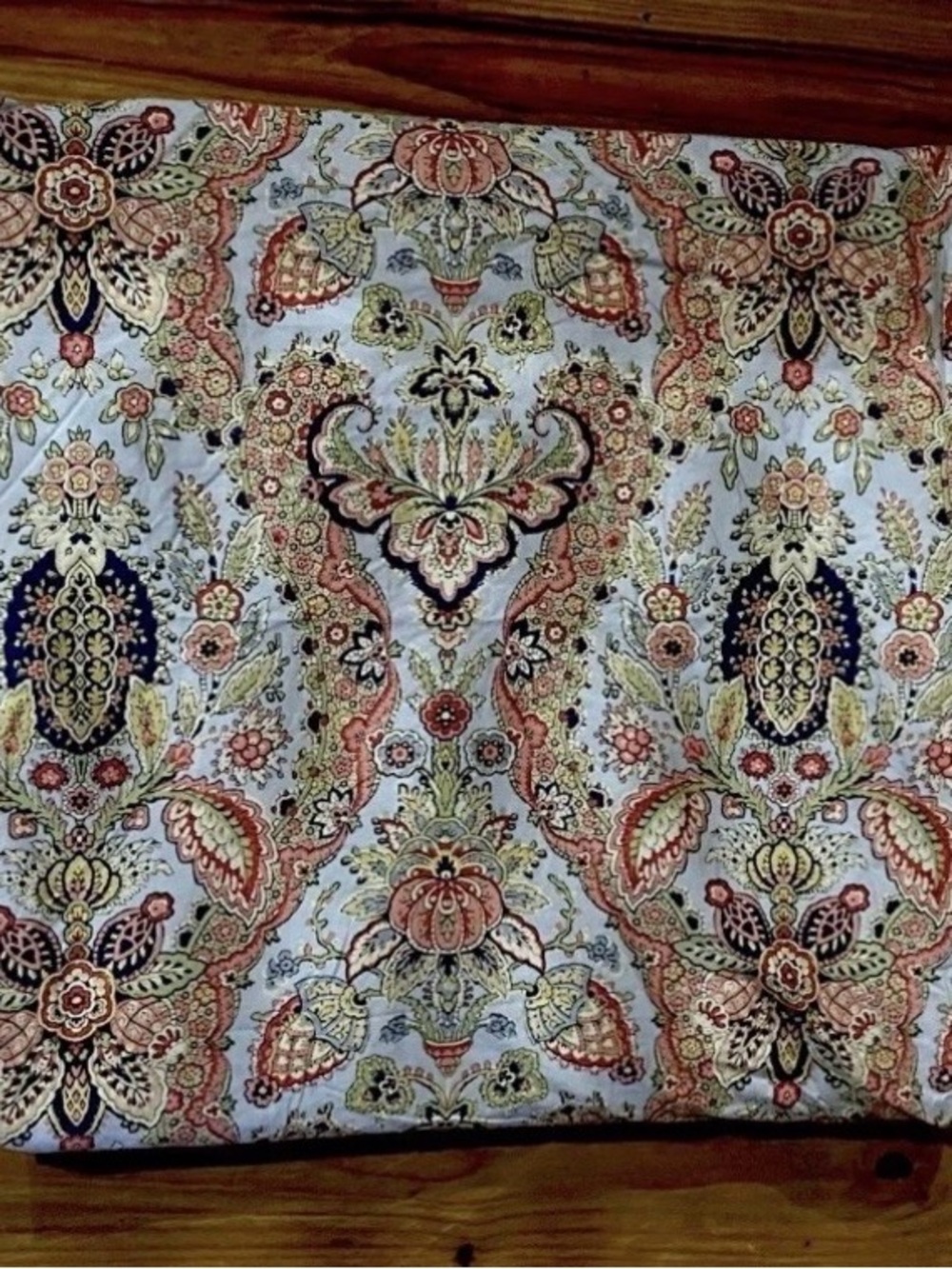 Ornate Floral Medallion Pillow Cover in Blue & Coral